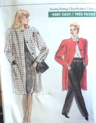 7420 EZ VOGUE UNLINED COAT, ,RAISED WAIST PANTS,,SKIRT PATTERN 6-16 2 SIZES